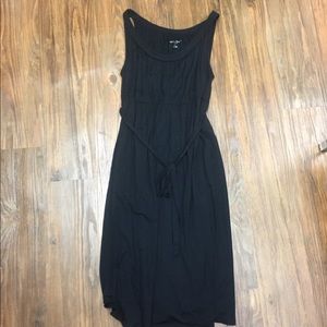Black MATERNITY dress with braided neckline detail